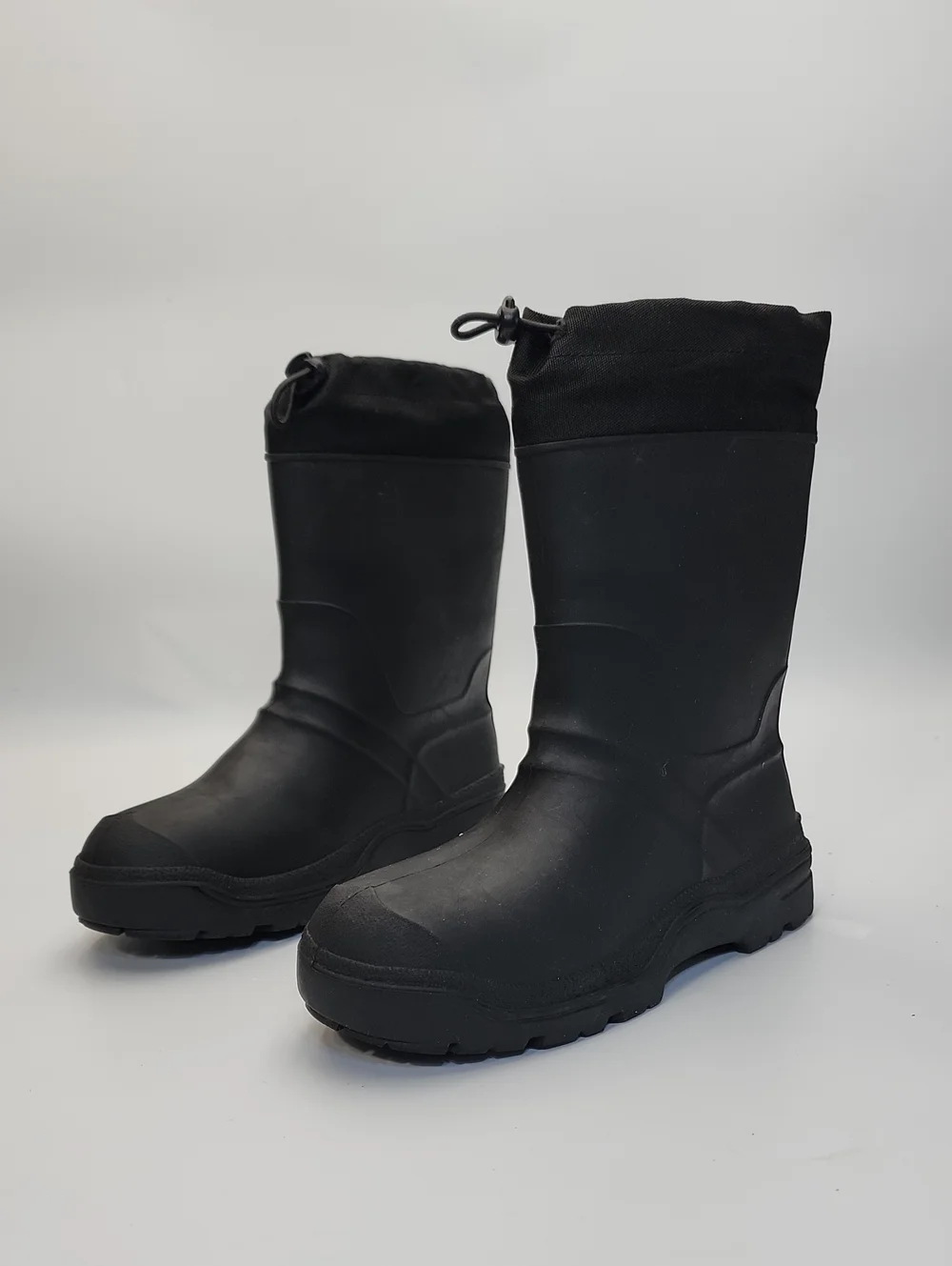 Black Rubber Rain Boots With Drawstrings Size 3 Made In Canada